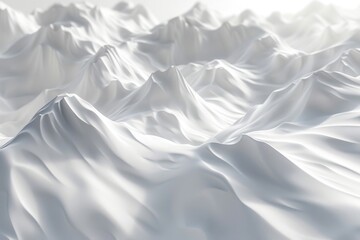 Fototapeta premium Dramatic folds of white satin mimicking a rugged alpine landscape under bright light.