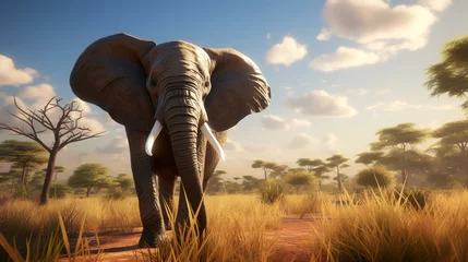 Foto op Canvas Elephant in the savannah of Africa. 3D illustration. © Robina