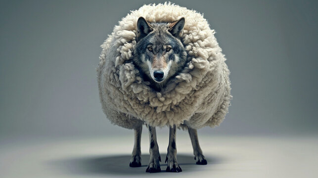 wolf pretending to be a sheep wolf in sheep's clothing concept