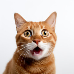 ginger cat with expression of shock and horror on its face, realistic сreated with Generative Ai
