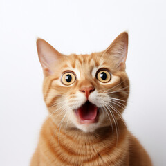 Obraz premium ginger cat with expression of shock and horror on its face, realistic сreated with Generative Ai