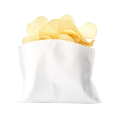 Tuinposter White bag of delicious potato chips, cut out © Yeti Studio