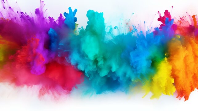 Colorful paint splashes isolated on white background. Vector illustration.