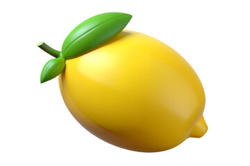 lemon 3d fruit icon isolated on transparent background