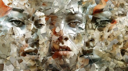 A digital mosaic of fragmented images forming a surreal collage of memories and dreams