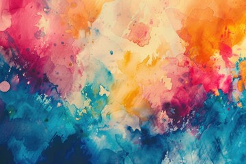 Blue Watercolor Paint Background with Colorful Texture
