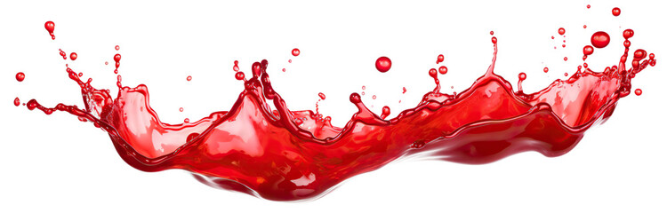Vibrant and energetic splash of a red liquid similar to red berry jam, syrup, juice or punch, cut...