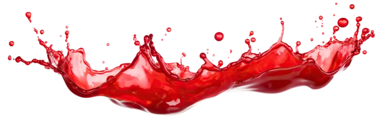 Foto op Plexiglas Vibrant and energetic splash of a red liquid similar to red berry jam, syrup, juice or punch, cut out © Yeti Studio