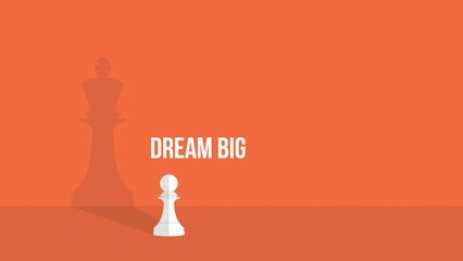Dream big. Vector chess pawn with shadow of the king	