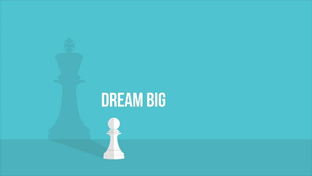 Dream big. Vector chess pawn with shadow of the king	