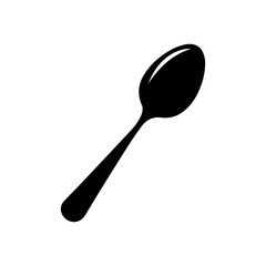 Essential Spoon Silhouette - Black and White Dining Utensil Design