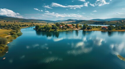 Fototapeta premium The view of the lake is amazing all day long