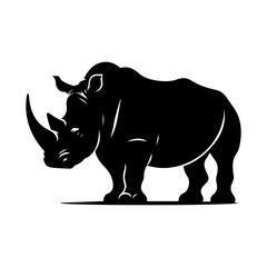 Rhinoceros Silhouette - Powerful and Majestic Wildlife Icon on White Background