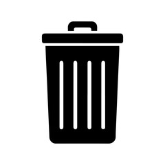 Trash Can Silhouette - Essential Waste Management Bin on White Background