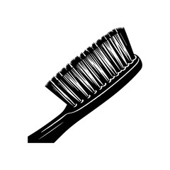 Front View Toothbrush Silhouette - Detailed Bristle Texture on White Background