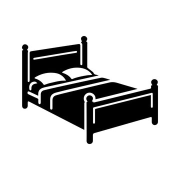 recommend clip art: Bed Silhouette - Essential Bedroom Furniture for Rest and Relaxation on White Background