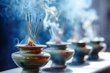 Traditional Ritual of Incense Offering at a Festive Ceremony, Capturing Cultural Practices and Spiritual Devotion.