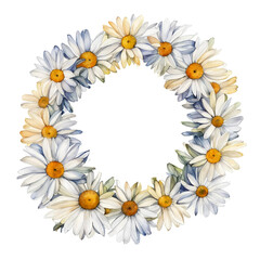 Fototapeta premium a wreath of beautiful wildflowers, summer, illustration. artificial intelligence generator, AI, neural network image. background for the design.