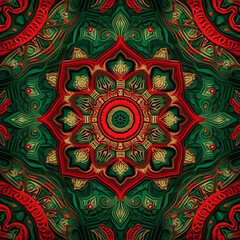 Beautiful Ornate Red and Green Background Design
