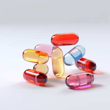Pills and tablets evenly distributed Photorealistic, Modern futuristic minimal сreated with Generative Ai