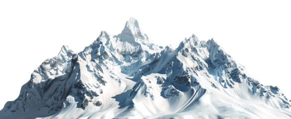 Majestic mountain peaks with snow-capped summits, cut out