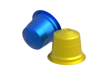 Coffee capsules isolated on white background. 3d render