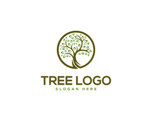 Circle tree logo icon design concept vector template illustration.