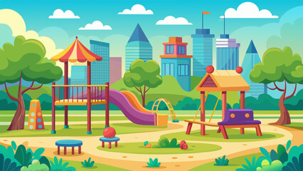 Obraz na płótnie Canvas kindergarten or kids playground in city park vector