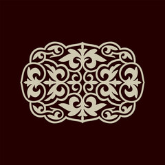 Vintage ornate linear ornaments in Kazakh traditional style. Asian floral designs. Abstract Asian elements of the national pattern of the ancient nomads of the Kyrgyz, Mongols, Kazakhs, Tatars. EPS10