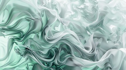 abstrakter, moderner Hintergrund mit fließenden weißen und grünen Wellen