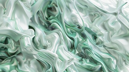 abstrakter, moderner Hintergrund mit fließenden weißen und grünen Wellen - obrazy, fototapety, plakaty