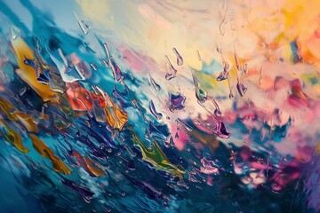 Abstract shapes floating in a sea of color, like fragments of a dream suspended in time