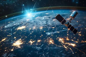 telecom communication satellite orbiting around 