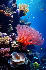 deep sea coral colony in vibrant hues