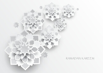 Intricate Arabic paper graphic of Islamic art. Ramadan Kareem. Geometric stars or flowers. Vector