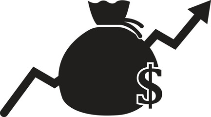 money increase icon with graph vector illustration