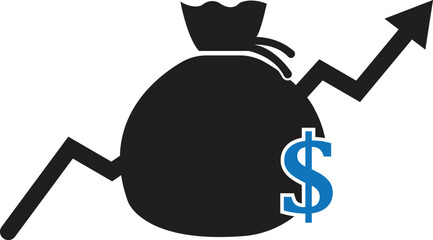 money increase icon with graph vector illustration