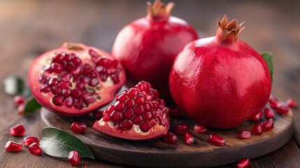 Obraz na płótnie Canvas close up of tasty pomegranates