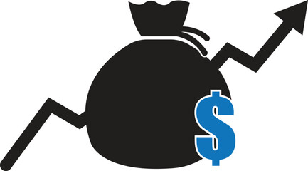 money increase icon with graph vector illustration