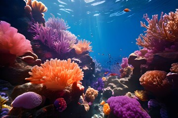 deep sea coral colony in vibrant hues - obrazy, fototapety, plakaty