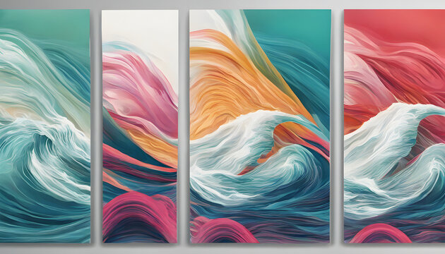 Polyptych of colored waves.