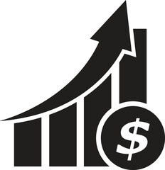 money increase icon with graph vector illustration