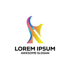 Fototapeta premium k letter logo colorful gradient logo design illustration vector design 