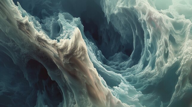 Fluid shapes and textures merging and separating in an endless dance of creation