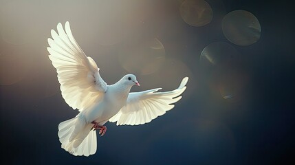 Craft a mesmerizing visual of a white dove in mid-flight - Powered by Adobe
