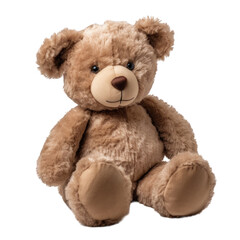 Cute brown teddy bear stuffed animal isolated on a transparent background