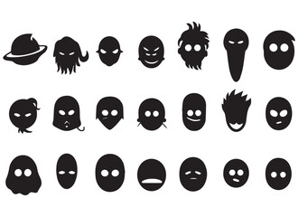black silhouette funny face gesture emoji vector