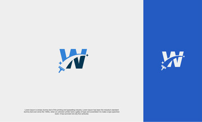 Initial logo W slick clean modern logo cleaning company design window cleaning service, painting service with sparkles. Vector illustration concept