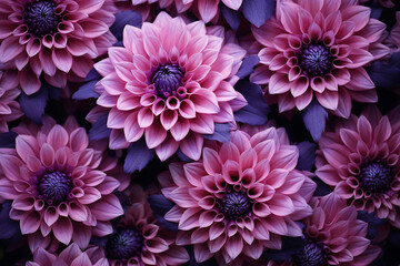 Fototapeta premium purple flowers, top view, background сreated with Generative Ai