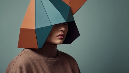 Fashion portrait of a beautiful girl with geometric elements. Concept "World of Geometry".